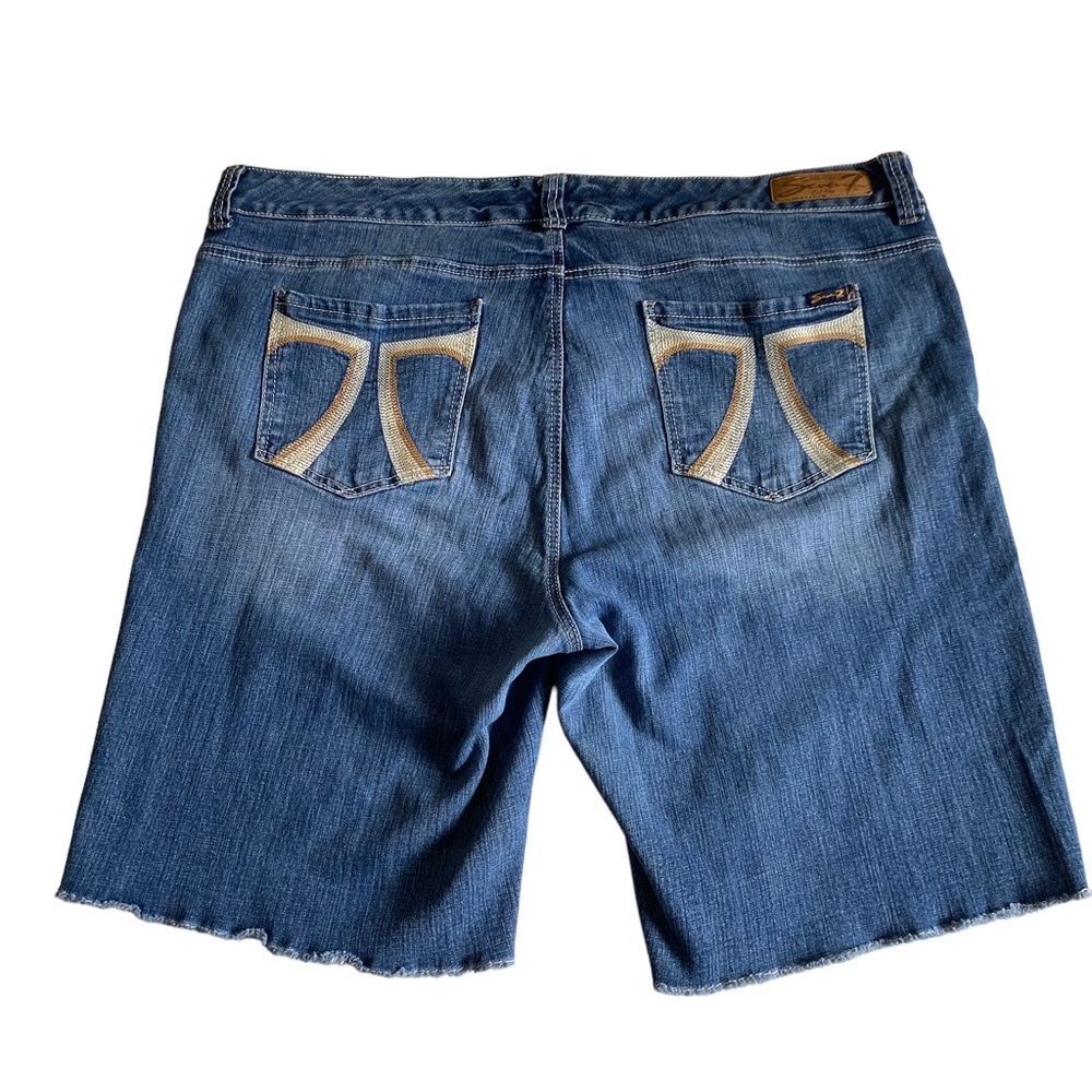 Seven7 Denim Cut-Off Raw Hem Shorts Sz 24 Plus Size Blue Jean Shorts Stretch